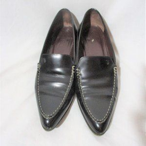 TODS ITALY LEATHER Driving Walking Slip On Moc Shoe Pointy Toe BLACK 7.5